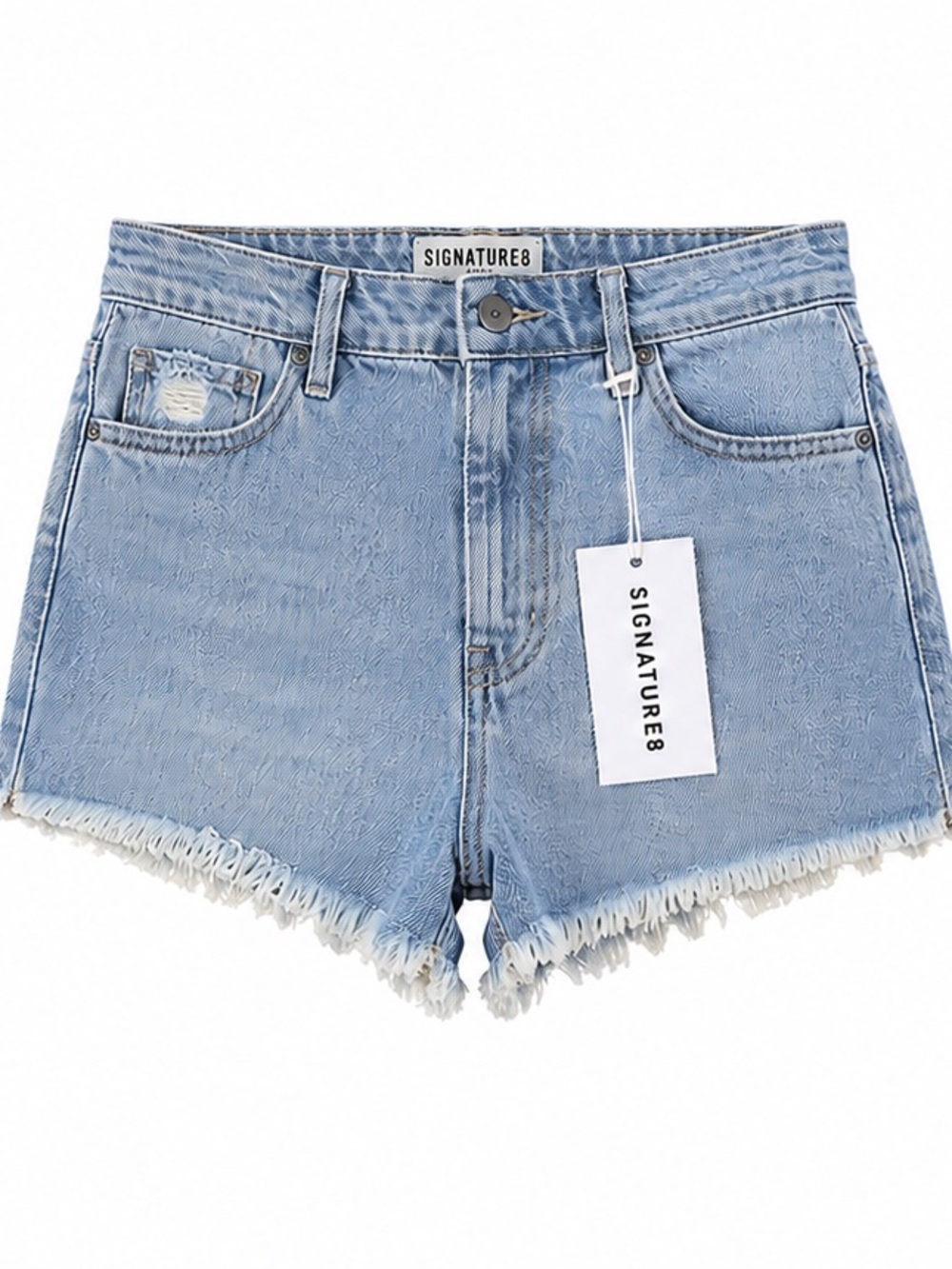 NWT Signature8 Light Wash Distressed Denim Shorts